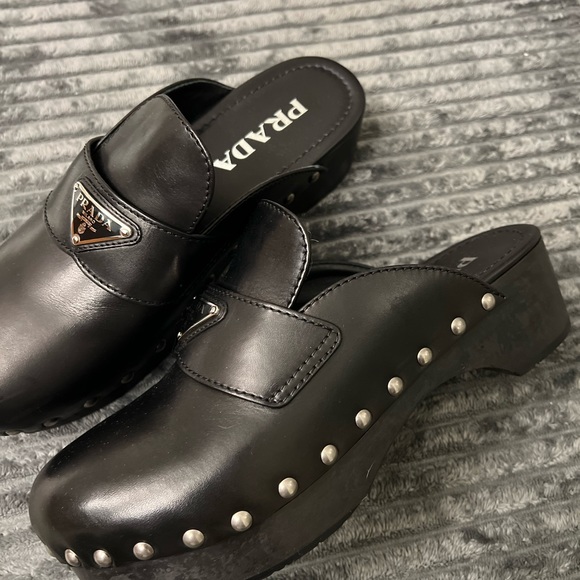 Authentic Prada Studded Leather clogs Size 8 - Picture 2 of 10
